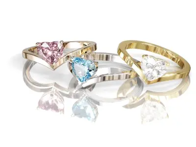 Engagement Heart Gemstone Ring 3D print model 3D print model 3D print model