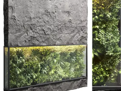  plant stand rock vertical garden wall glass box vase 3D model