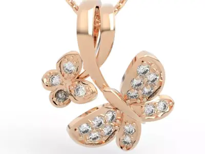 Exclusive Layered Butterfly Charm Pendant 3D print model