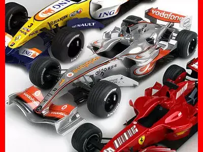 F1 2007 McLaren MP4-22 Ferrari F2007 ING Renault R27 3D model