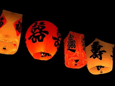 Chinese red sky lantern  3D model