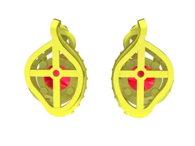 Luxury Ruby Drop Earrings with Halo Gemstone Design 5801 3D print model