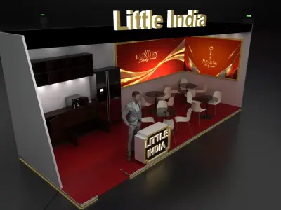 Luxury Little India 3 Side Wall 3x8 Exhibition Booth Free 3D model