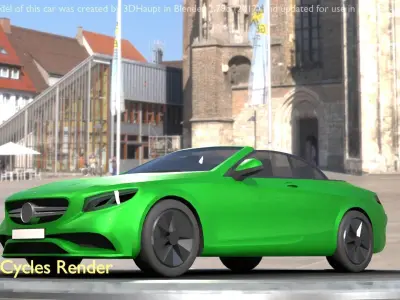 City Car 47 Top-Class Cabrio Open Type-A Green Low-poly 3D model