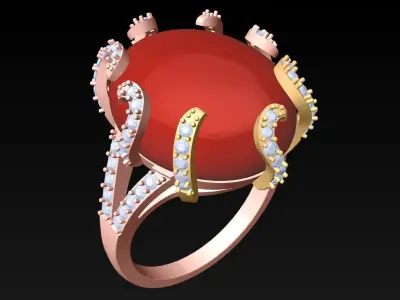 Oval Stone Ring - Womens Rings - GN237 3D print model