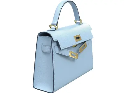 Hermes Kelly Bag Light Blue Leather Low-poly 3D model