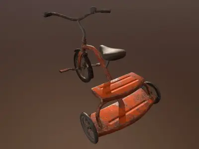 Abandoned Bicycle -PBR Game Ready 3D model Low-poly 3D model