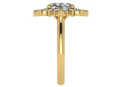 Oval shape halo ring encircled by square and marquise stones 3D print model