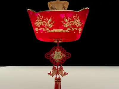 Chinese gold Ingot lantern  3D model