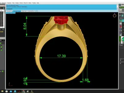 Luxury Oval Red Gemstone Diamond Ring for Men  3535 3D print model