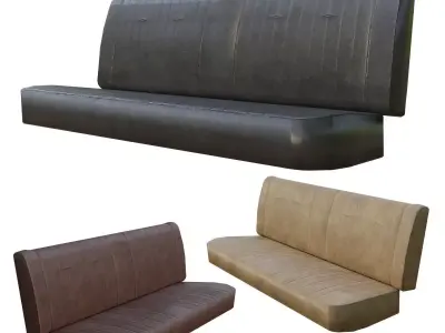 Classic Car Back Seat many Leather PBR Options Low-poly 3D model