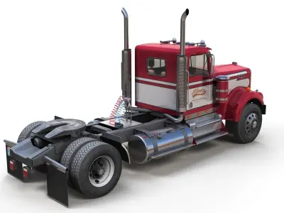 Kenworth W900A singe axle Low-poly 3D model
