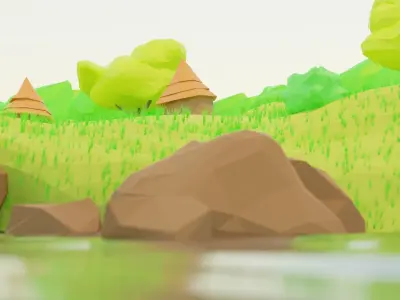 African Landscape low-poly 1 by George Keita Free low-poly 3D model