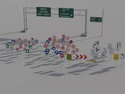 Traffic - Road Signs 3D Low Poly Pack Low-poly 3D model
