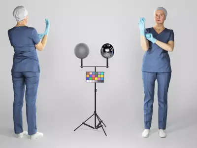 Female surgeon putting on sterile gloves 133 Low-poly 3D model