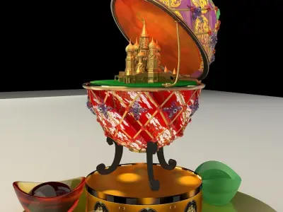 Chinese Gold Ingot with Russia Faberge egg    3D model