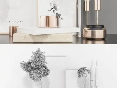 Decorative set with hydrangea and pampas grass 3D model