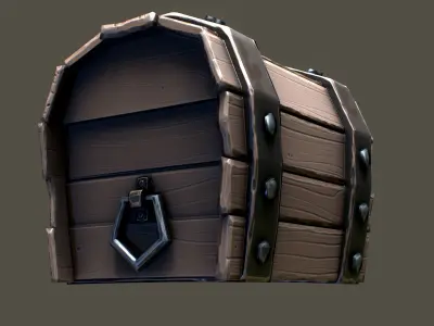 Chest low-poly 3D model PBR Game ready For Unreal Engine Low-poly 3D model