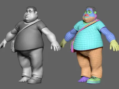 Cartoon male character Low-poly 3D model