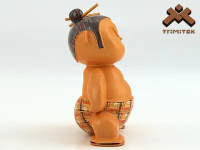 Mimushi Sumo Fighter Figurine Low-poly 3D model