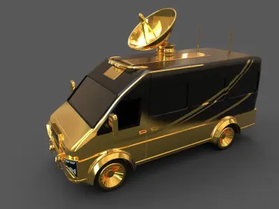Broadcasting van Low-poly 3D model purchase
