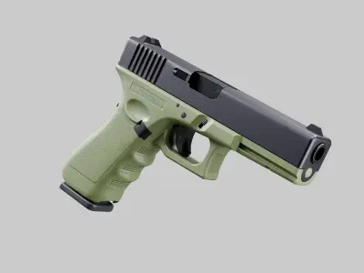 Glock 17 OD Green Pistol Low-poly 3D model