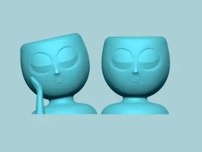 Woman Face Vases Succulent - Pair - STL Printable 3D print model