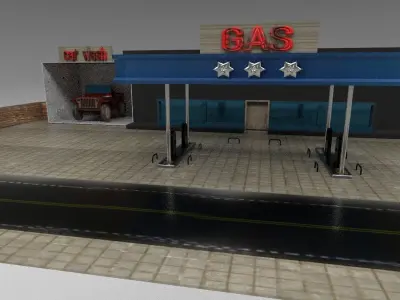 Gas station Free low-poly 3D model