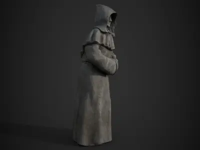 Monk Statue Low-poly 3D model