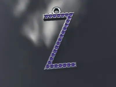 Diamond Z Pendant Gold Silver Platinum Luxury Jewelry 3D print model