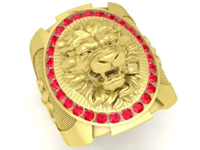 Luxury Lion Head Ring Jewelry 3D Model 3805 3D print model
