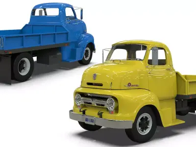 COE Platform Dump Truck  1950s  3D model