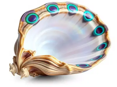 Peacock Shell Ornament model pack Low-poly 3D model