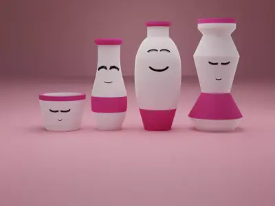 Decorative Cute Vases Low-poly 3D model