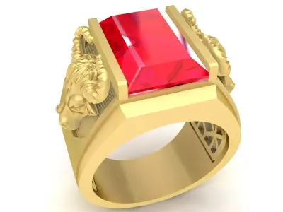 Luxury Emerald Cut Men Ring 3D Model  3706 3D print model