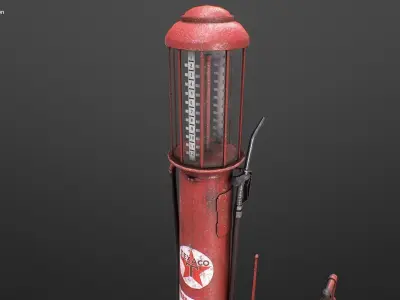 Gas Station videogame asset Low-poly 3D model