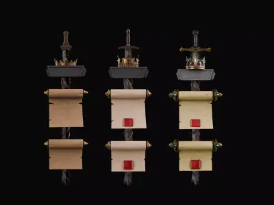 Royal Sword and Scroll Pack MedievalFantasyAsset3Dmodel 3D model