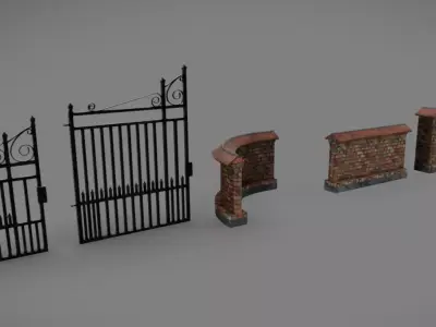 Brick Fences Low-poly 3D model