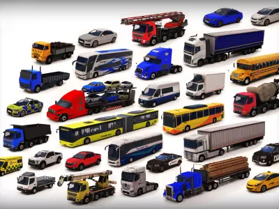 Vehicle-Pack-2 ford pickup truck Low-poly 3D model