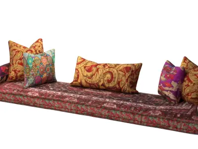 Bohemian Floor Sofa with Cushions 3D model
