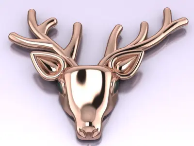 Deer brooch 3D print model