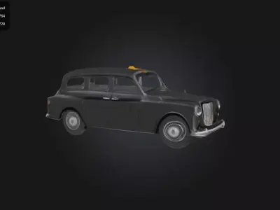 Black London Taxi Low-poly 3D model