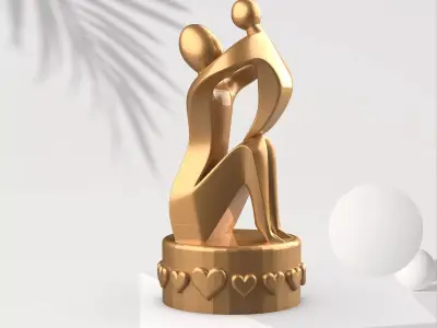 Mothers Day Sculpture - 3D Mother and Child Decor 3D print model