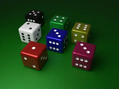 6 Edged Dices Low-poly 3D model