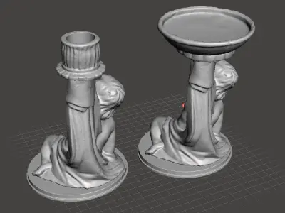 cherub candle stick holder big and small 3D print model