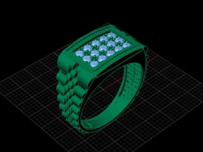 Print Ready STL 3DM  Gents Rings Diamond Men Ring  3D print model 202