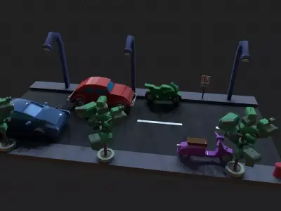 Game Jam Street Pack Runner Free low-poly 3D model