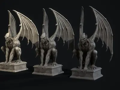 Gargoyle Statue PBR Low-poly 3D model gargoyle Low-poly 3D model