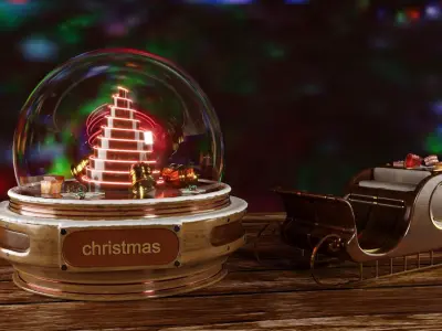 SnowGlobe christmas tree in glass dome 3D model