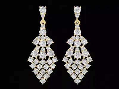 Luxury Long Diamond Chandelier Earrings for Women  928 3D print model